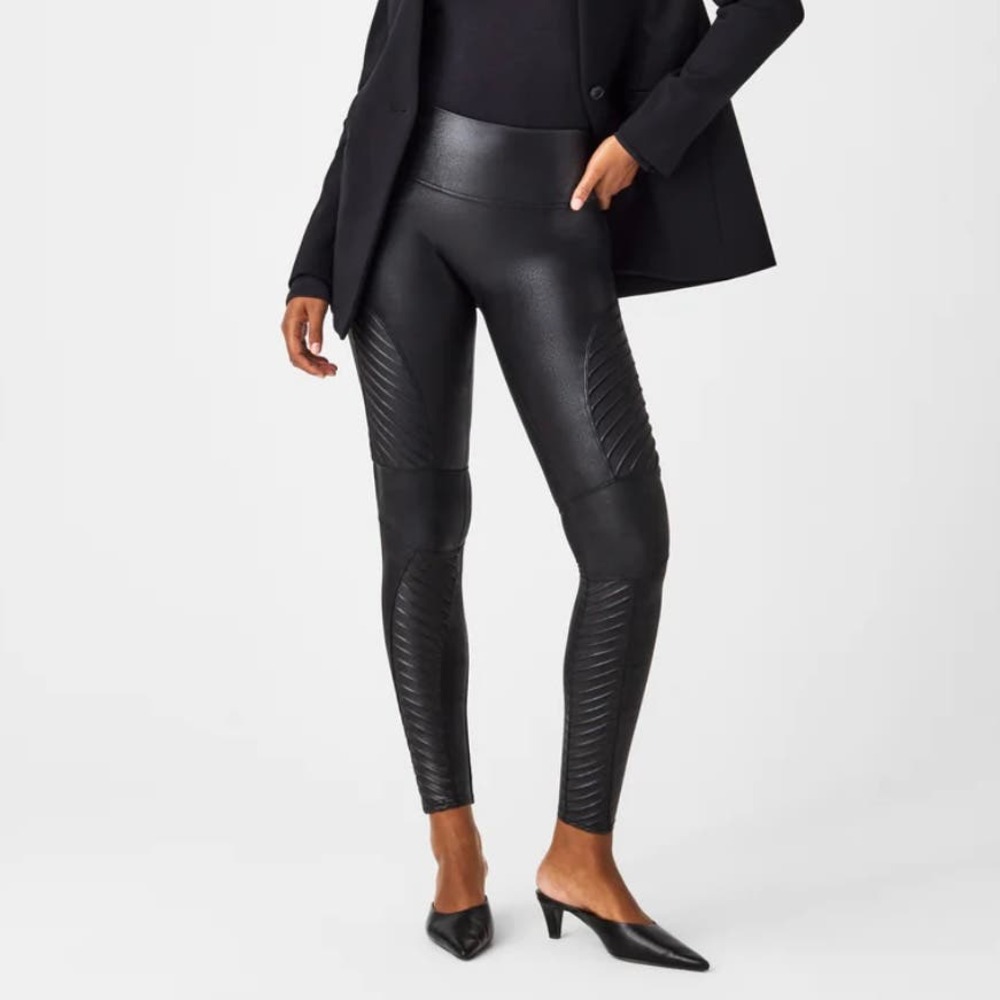 SPANX Faux Leather Moto Leggings size Small